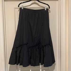Alomore Ruffle MIDI Skirt 100% Cotton Black Size Large